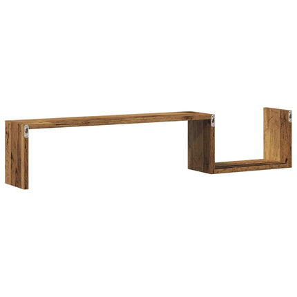 væghylder 2 stk. 100x15x20 cm konstrueret træ antikt træ