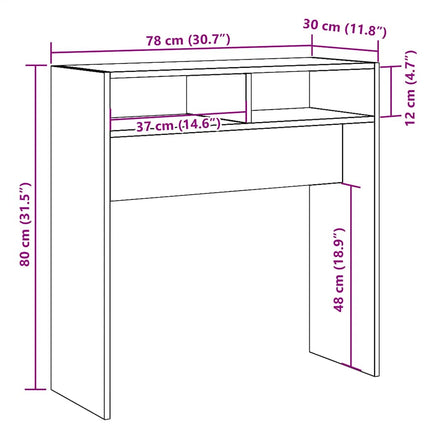 konsolbord 78x30x80 cm konstrueret træ kunsteg