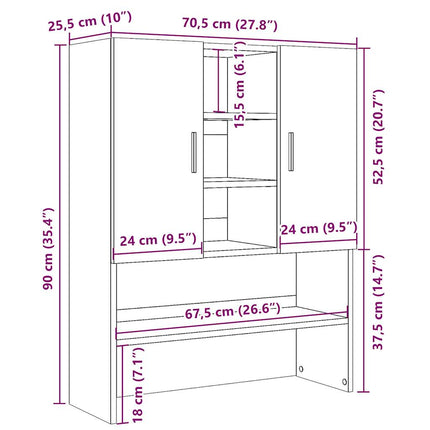 vaskemaskineskab 70,5x25,5x90 cm kunsteg