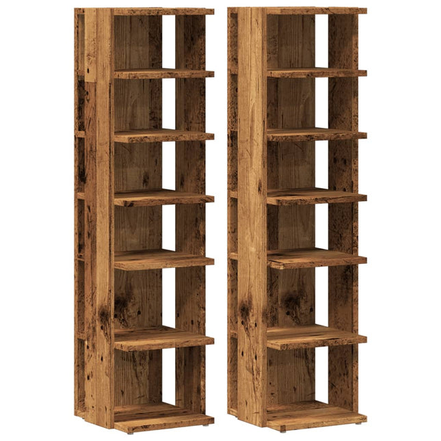 skoskabe 2 stk. 28x27x102 cm konstrueret træ gammelt træ-look