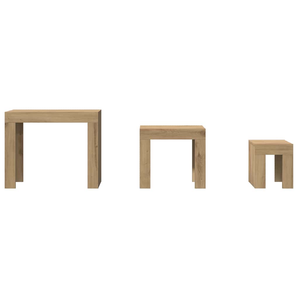 indskudsborde 3 stk. konstrueret træ brun kunsteg