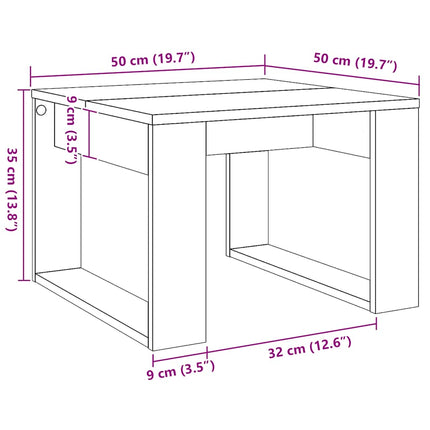 sidebord 50x50x35 cm konstrueret træ kunsteg