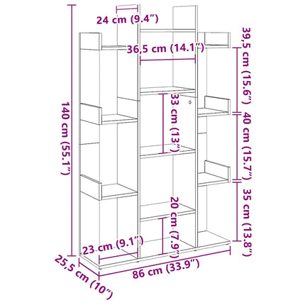 bogreol 86x25,5x140 cm konstrueret træ antikt træ
