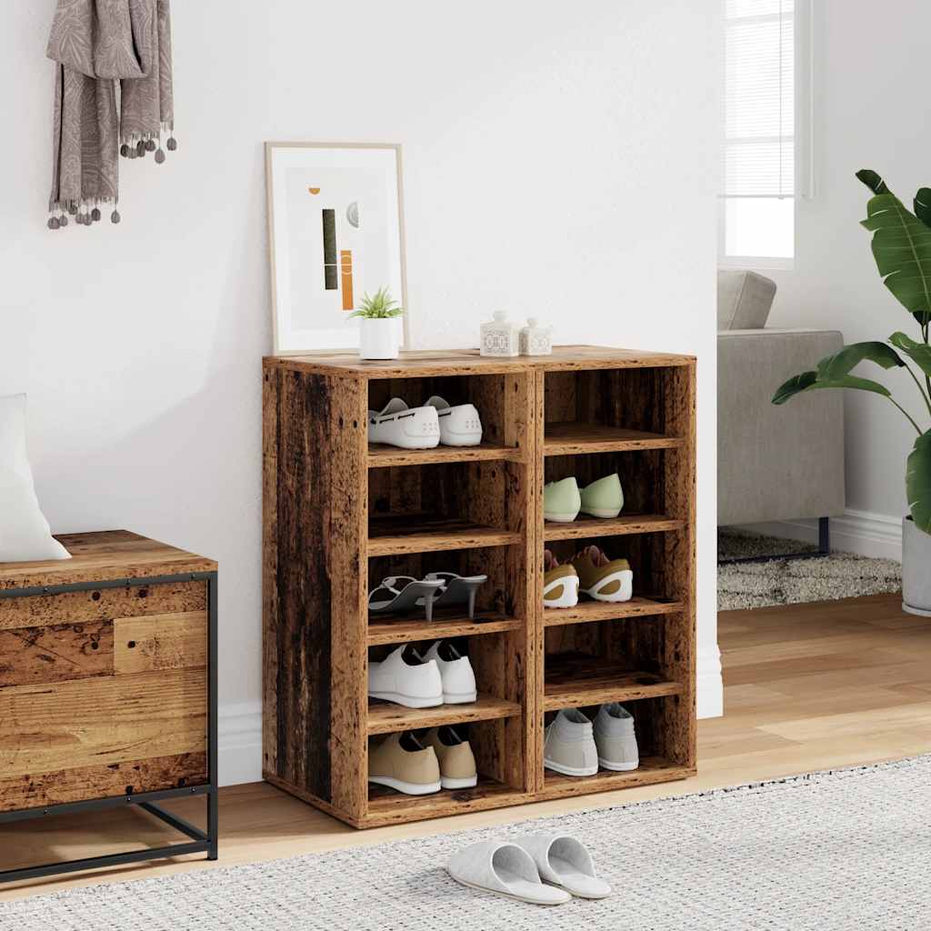 skoskabe 2 stk. 32x35x70 cm konstrueret træ antikt træ