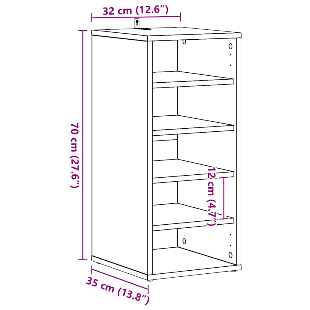 skoskab 32x35x70 cm konstrueret træ kunsteg