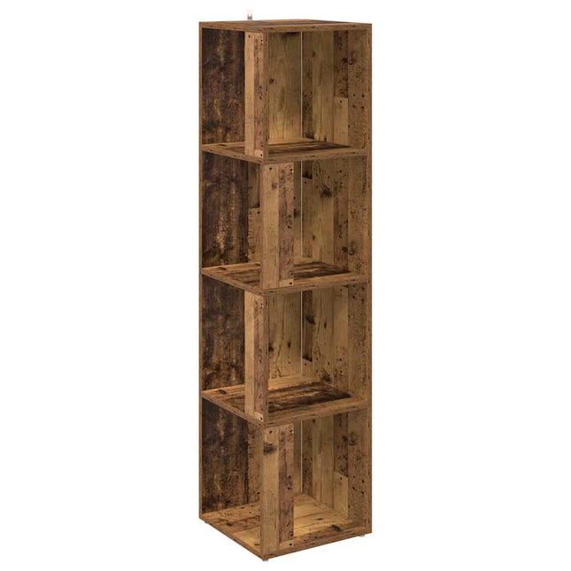 hjørnereol 33x33x132 cm konstrueret træ antikt træ