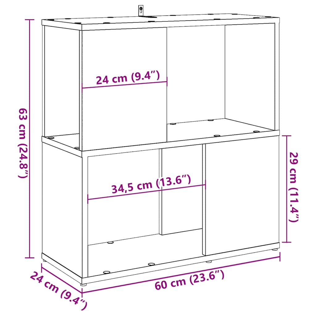 bogskab 60x24x63 cm konstrueret træ kunsteg
