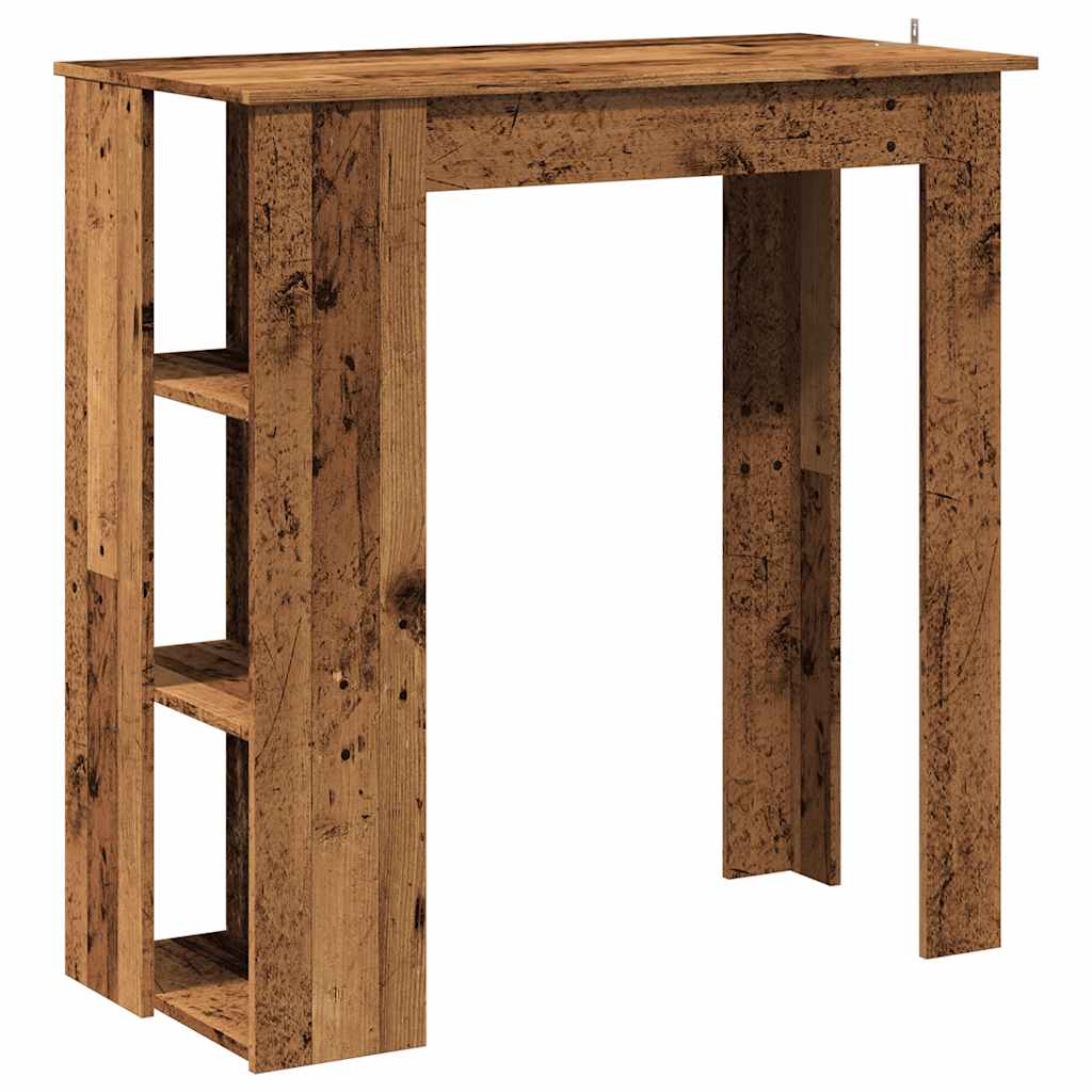 barbord med hylde 102x50x103,5 cm konstrueret træ antikt træ
