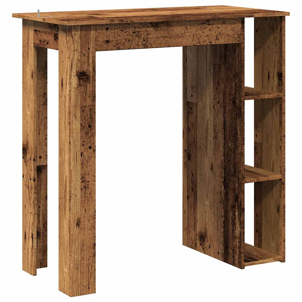 barbord med hylde 102x50x103,5 cm konstrueret træ antikt træ