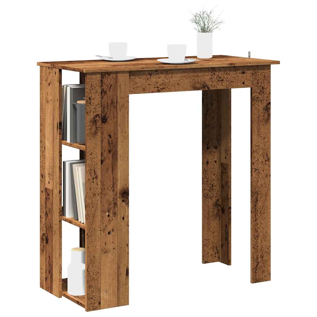 barbord med hylde 102x50x103,5 cm konstrueret træ antikt træ billede