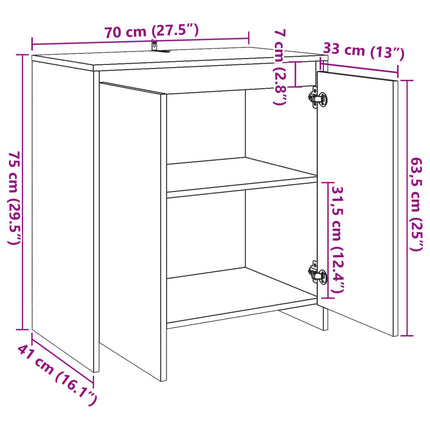 skænk 70x41x75 cm konstrueret træ antikt trælook