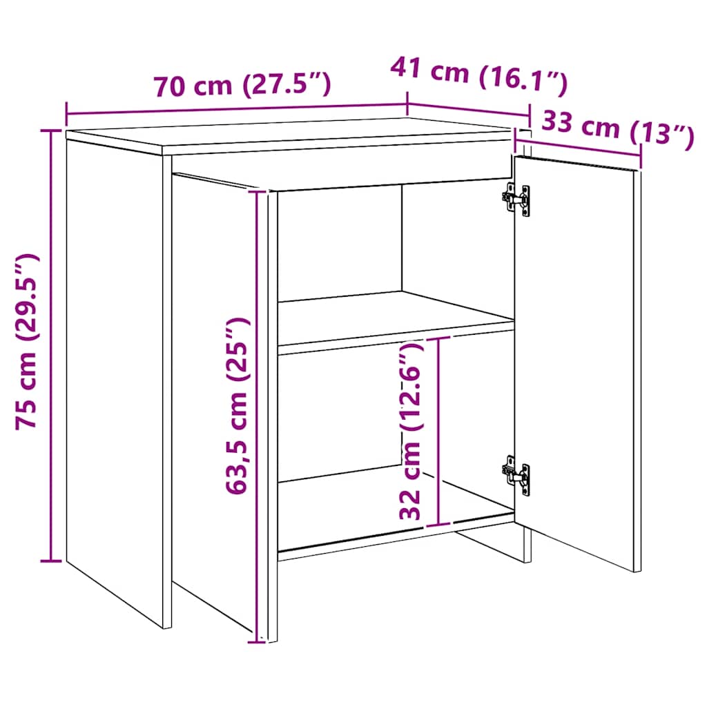 skænk 70x41x75 cm konstrueret træ kunsteg