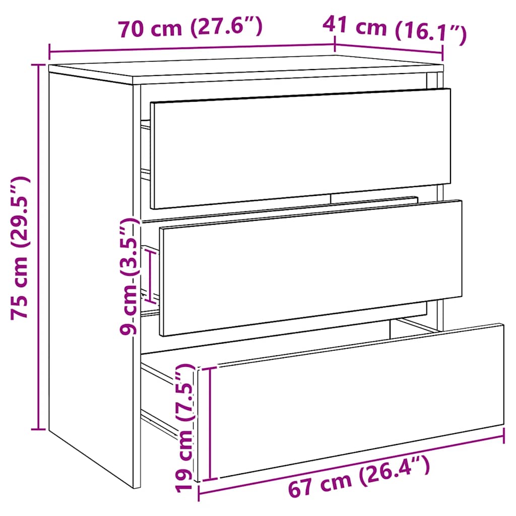 skænk 70x41x75 cm konstrueret træ kunsteg