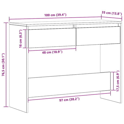 konsolbord 100x35x76,5 cm konstrueret træ kunsteg