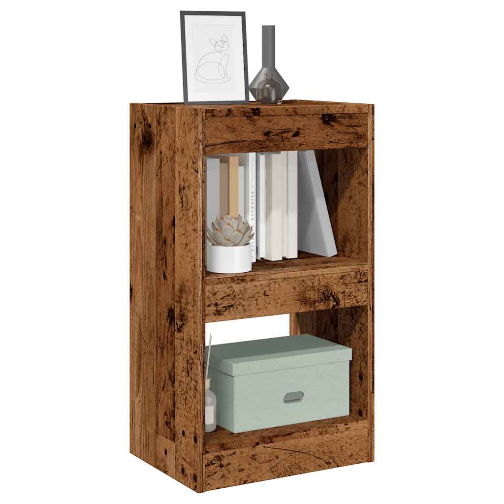 Bogreol/rumdeler 40×30×72 cm - antikt trælook, 2 niveauer