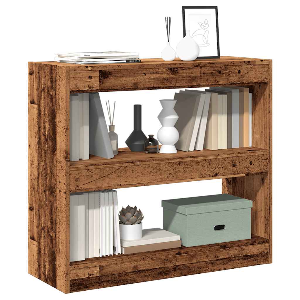 Bogreol/rumdeler 80×30×72 cm - gammelt trælook, 2 niveauer