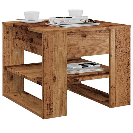 sofabord 55,5x55x45 cm konstrueret træ antikt træ