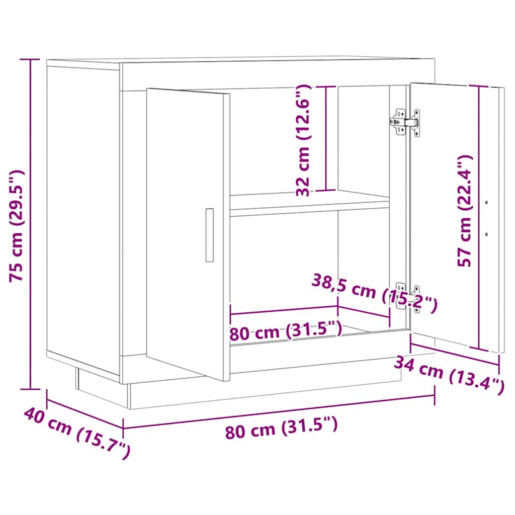 skænk 80x40x75 cm konstrueret træ kunsteg