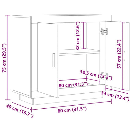 skænk 80x40x75 cm konstrueret træ kunsteg