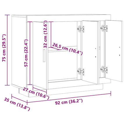 skænk 92x35x75 cm konstrueret træ gammelt trælook