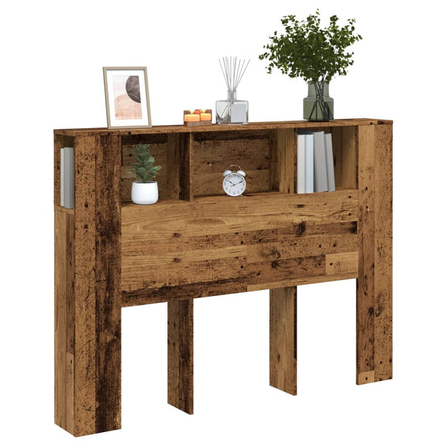 sengegavl m. opbevaring 140x18,5x102,5 cm konstrueret træ antik