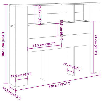 sengegavlskab håndlavet eg 140x18,5x102,5 cm konstrueret træ