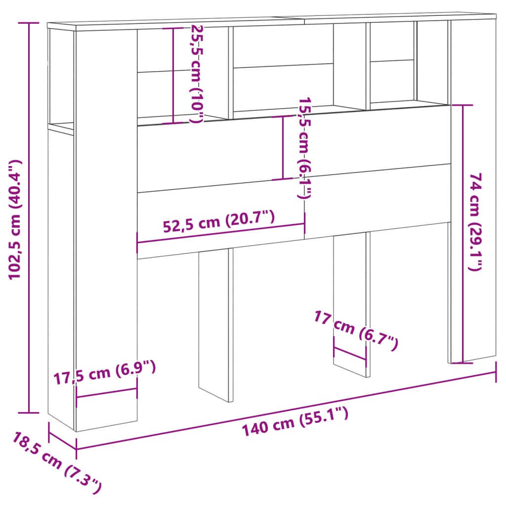 sengegavlskab håndlavet eg 140x18,5x102,5 cm konstrueret træ