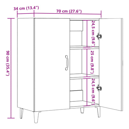skab 70x34x90 cm konstrueret træ antikt træ