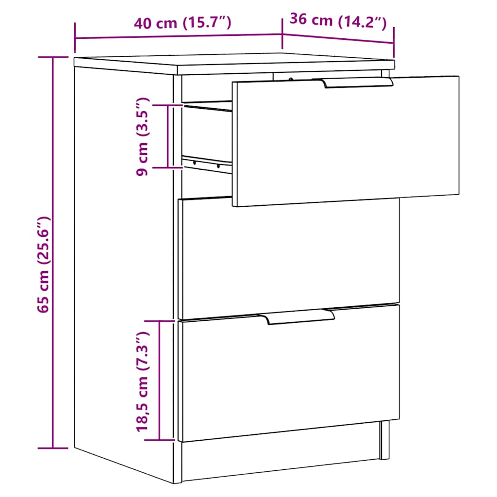 sengeborde 2 stk. 40x36x65 cm konstrueret træ kunsteg