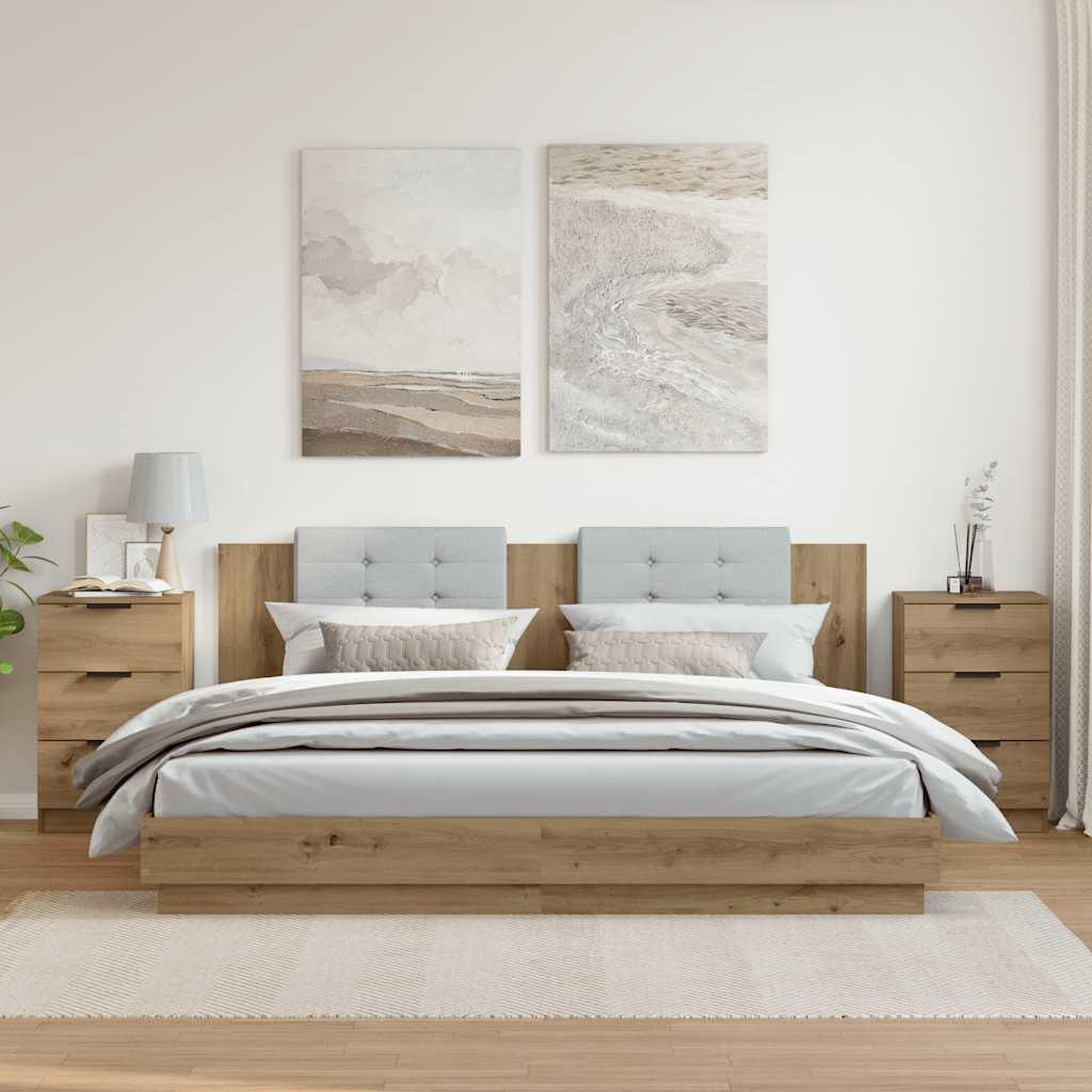 sengeborde 2 stk. 40x36x65 cm konstrueret træ kunsteg