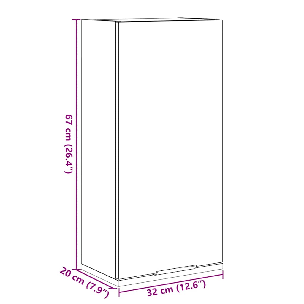 væghængt badeværelsesskab 32x20x67 cm antikt træ