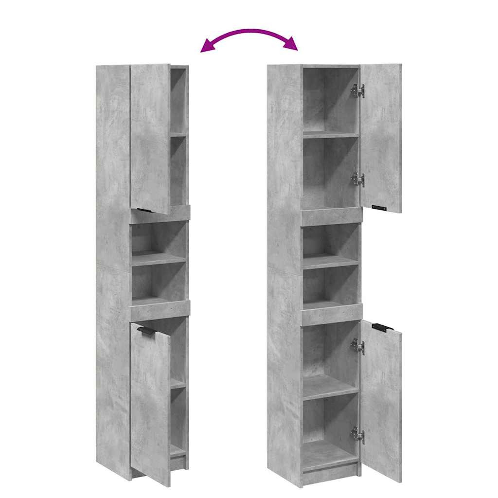 badeværelsesskab 32x34x188,5 cm konstrueret træ betongrå