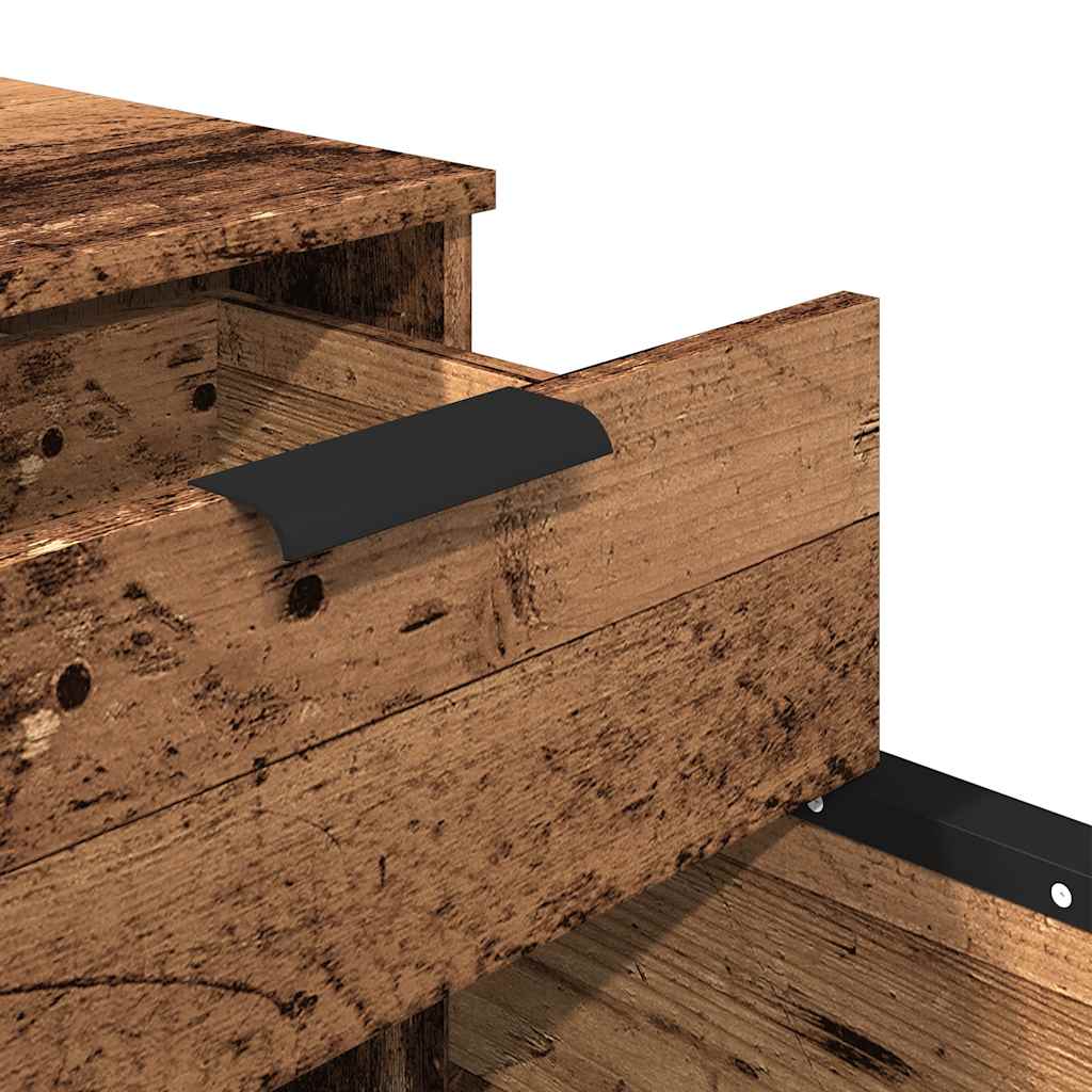 arkivskab med hjul 45x38x54 cm konstrueret træ gammelt trælook