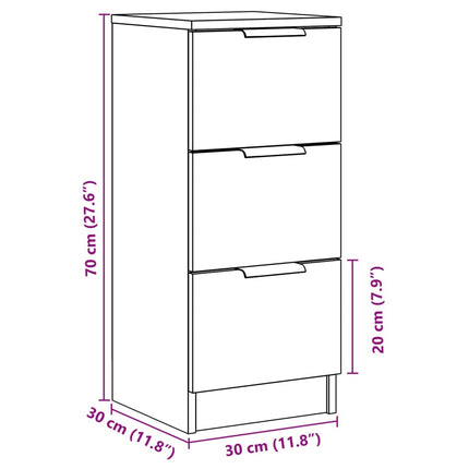 skænk 30x30x70 cm konstrueret træ antikt træ