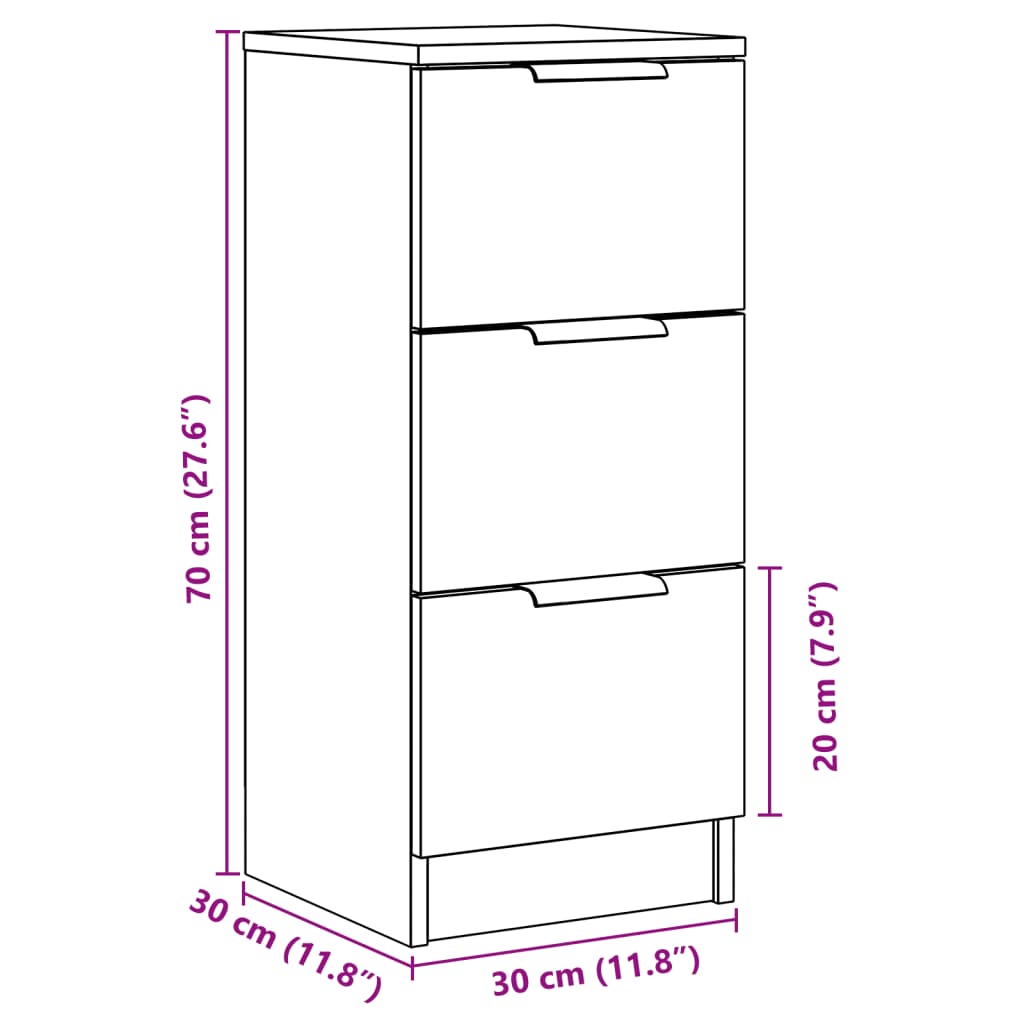 skænke 2 stk. 30x30x70 cm konstrueret træ antikt træ
