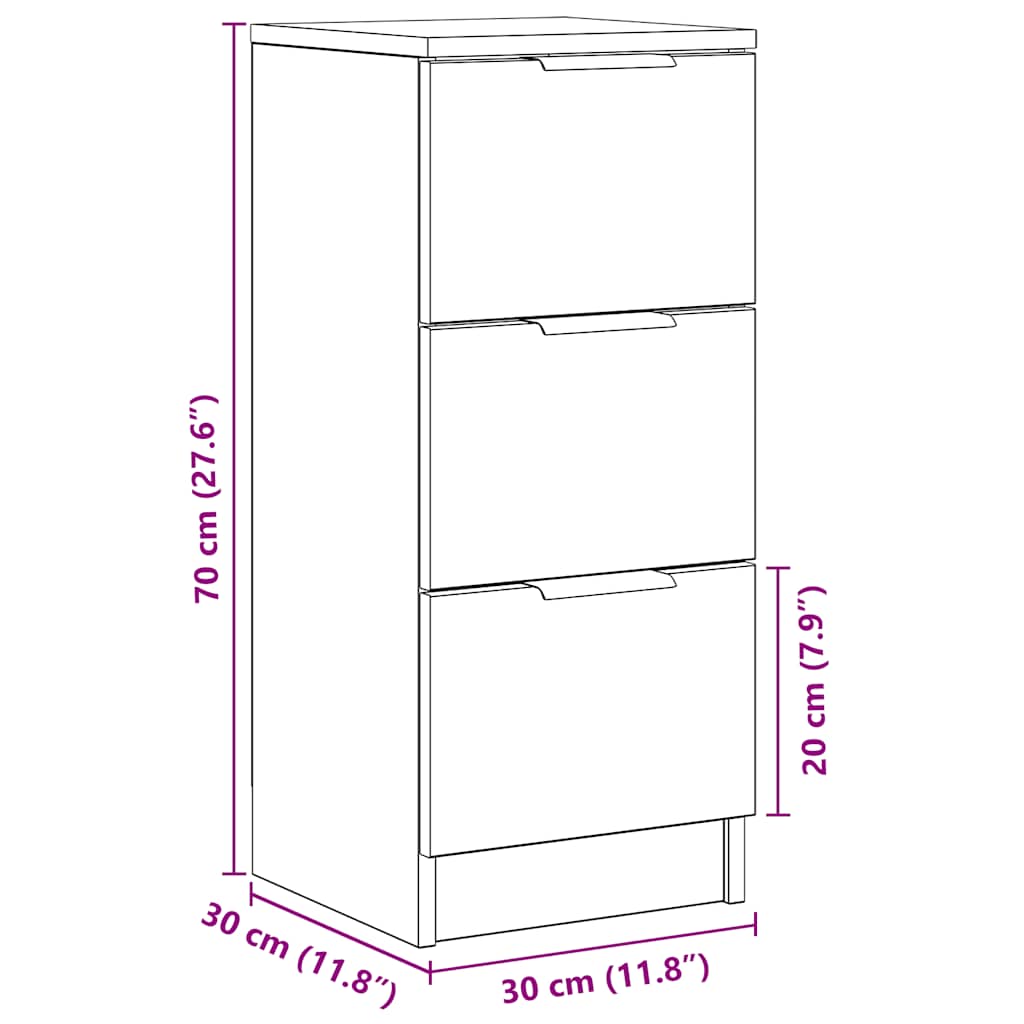 skænk 30x30x70 cm konstrueret træ kunsteg