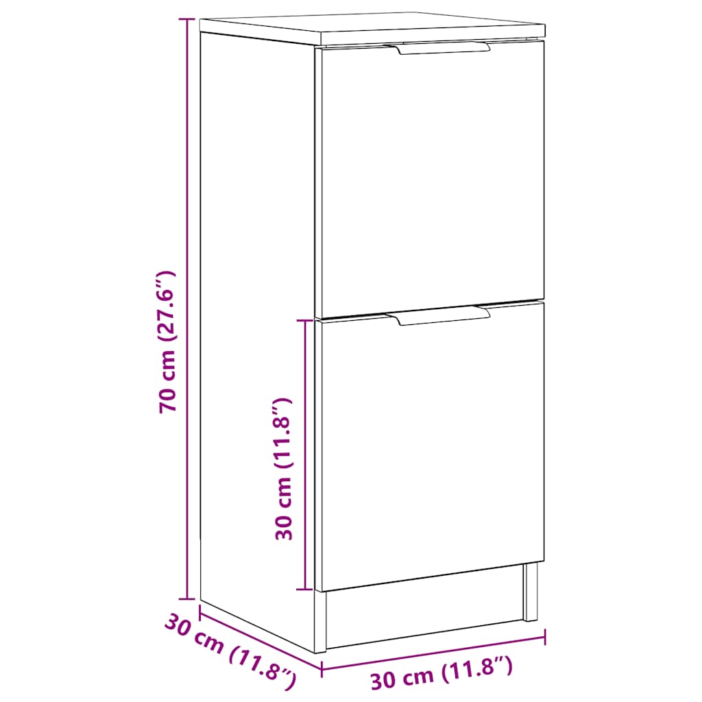 skænke 2 stk. 30x30x70 cm konstrueret træ kunsteg