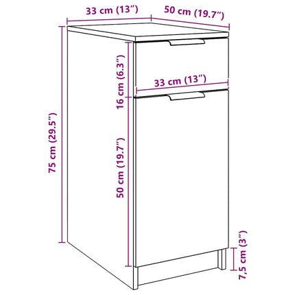 skrivebord 33x50x75 cm konstrueret træ kunsteg