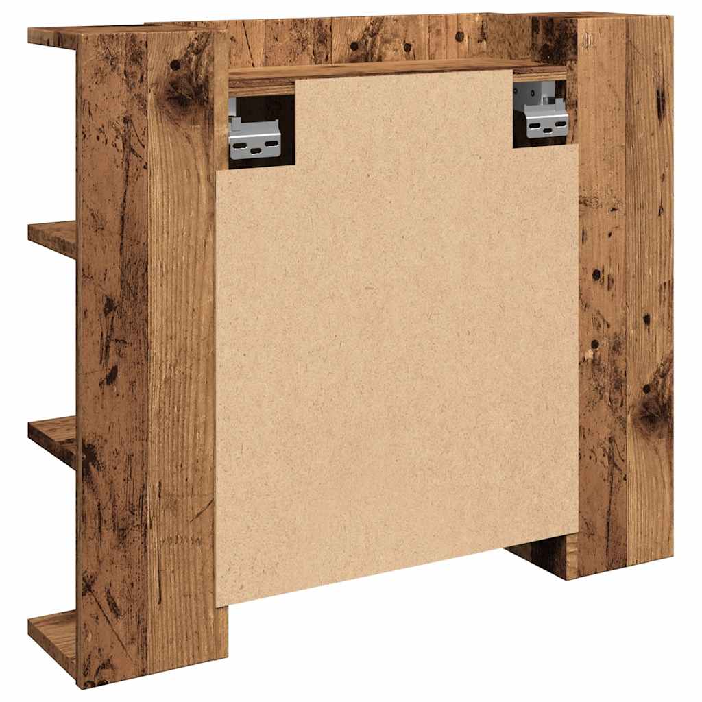 spejlskab med LED-lys 70x16,5x60 cm gammelt træ-look