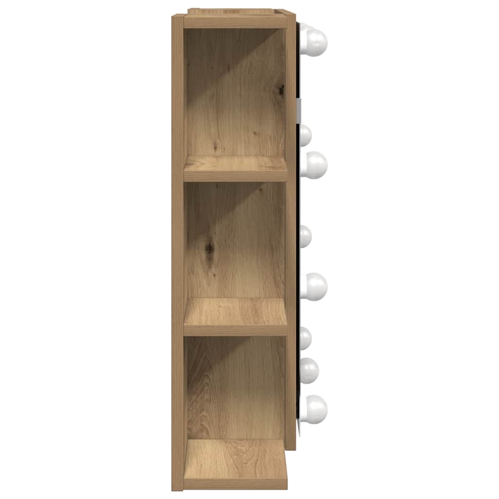 spejlskab med LED-lys 70x16,5x60 cm kunsteg