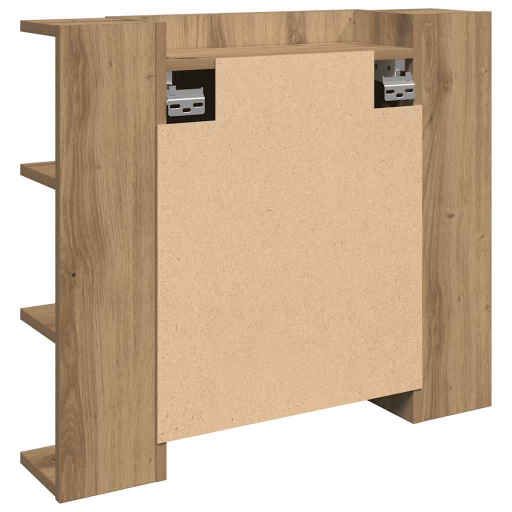 spejlskab med LED-lys 70x16,5x60 cm kunsteg