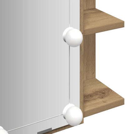 spejlskab med LED-lys 70x16,5x60 cm kunsteg