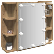spejlskab med LED-lys 70x16,5x60 cm kunsteg
