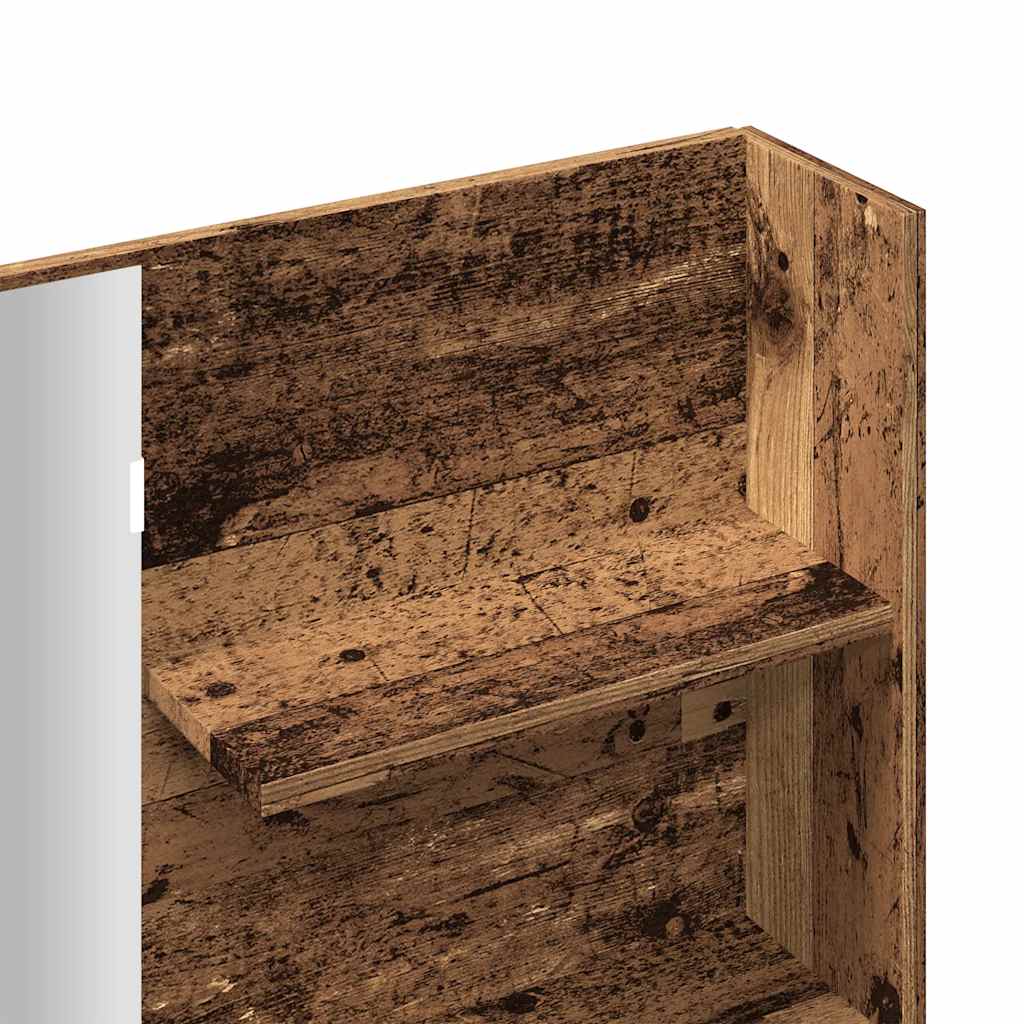 makeupbord med spejl 74,5x40x141 cm gammelt træ-look