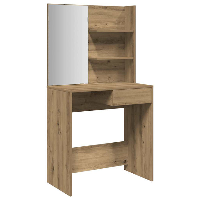 makeupbord med spejl 74,5x40x141 cm kunsteg