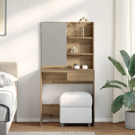 makeupbord med spejl 74,5x40x141 cm kunsteg