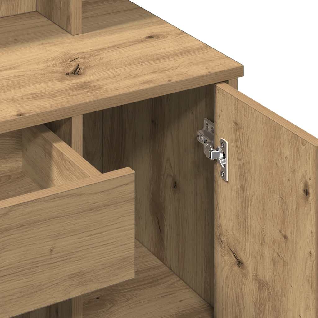 makeupbord med LED-lys 86,5x35x136 cm kunsteg