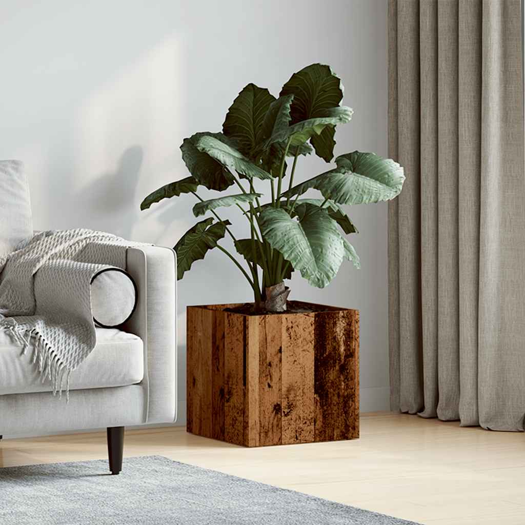 plantekasse 40x40x40 cm konstrueret træ gammelt træ-look
