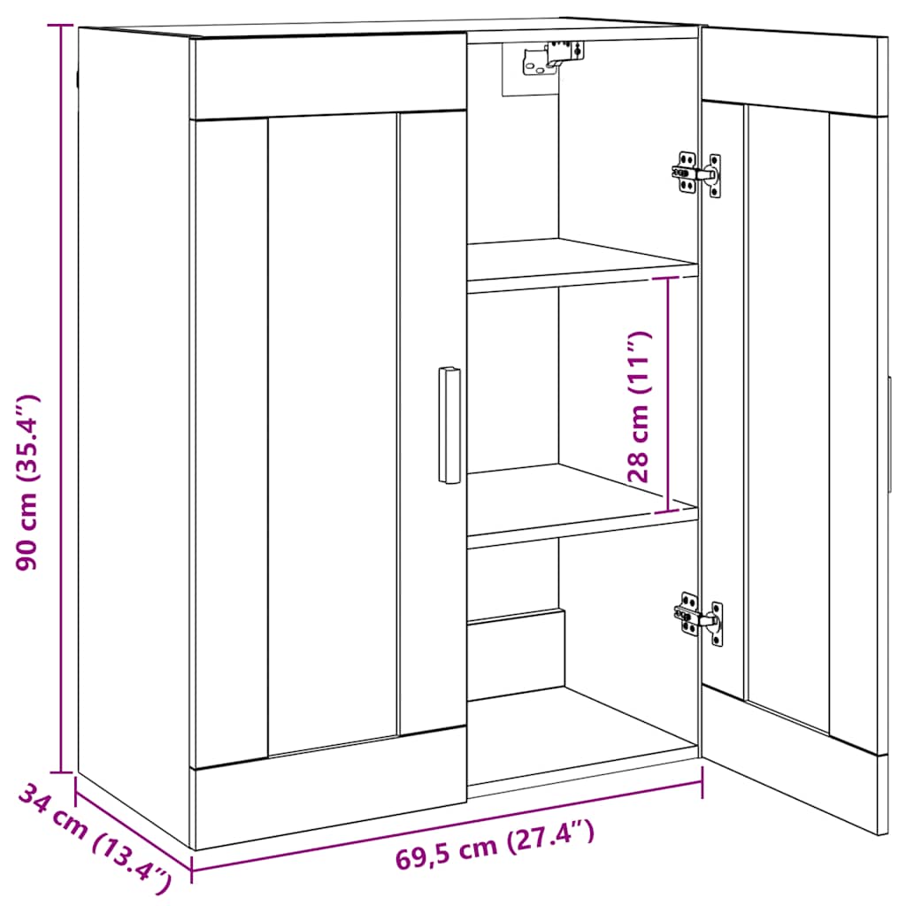 vægskab 69,5x34x90 cm kunsteg