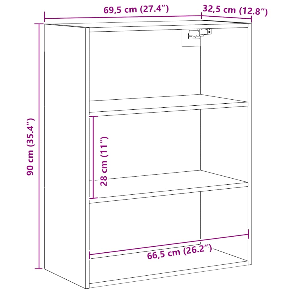 vægskab 69,5x32,5x90 cm artisan eg egetræsfarve